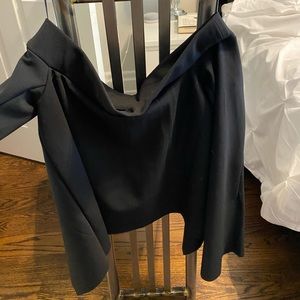 Off the shoulder high low black top